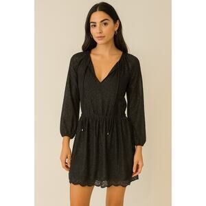 Michael Kors black shimmer V-neck mini dress size Small event business glam